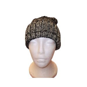 Vince Camuto Women's Black/Gold Knitted Pom Pom Bobble Hat
